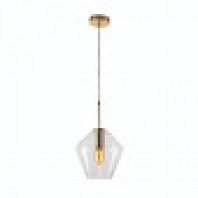Mercator-Melba Clear Glass Pendant with  Brushed Brass Metal ware